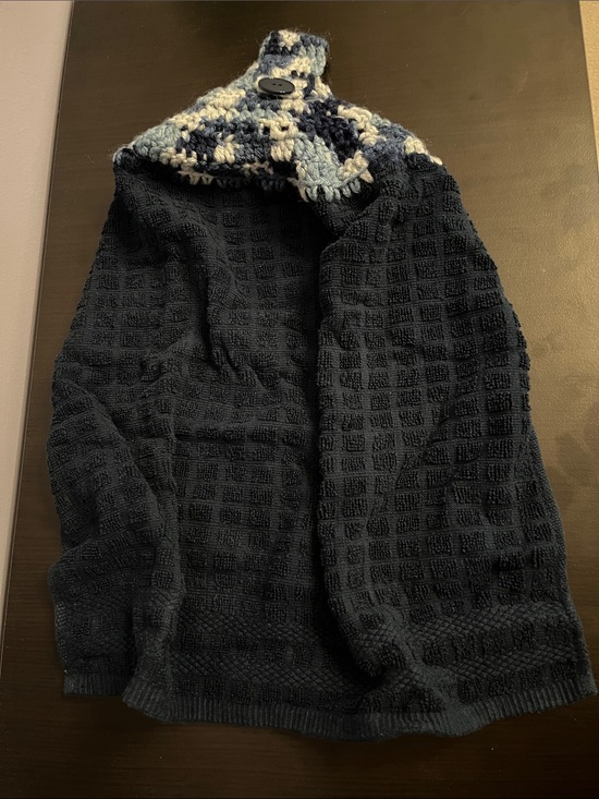 Hand Crafted Other - New Hand Crafted Navy Hanging Kitchen Towel with Blue and White Crochet Top
